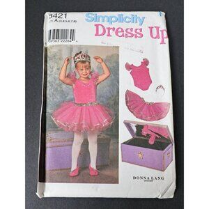 Simplicity 8421 Sewing Pattern Girls Dress Up Child's Net Skirt, Bodysuit Shoes